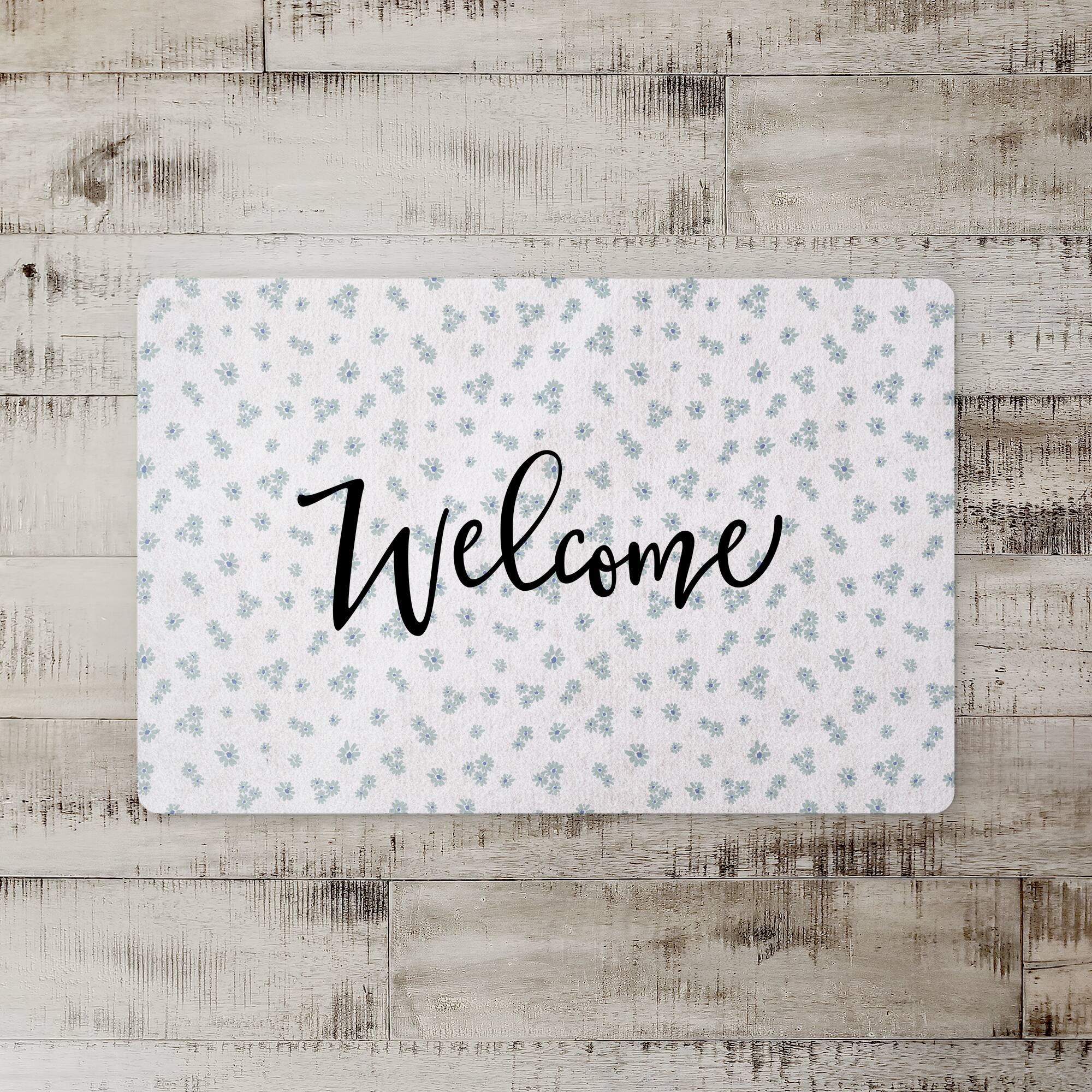 Daisy Print Welcome Floor Mat
